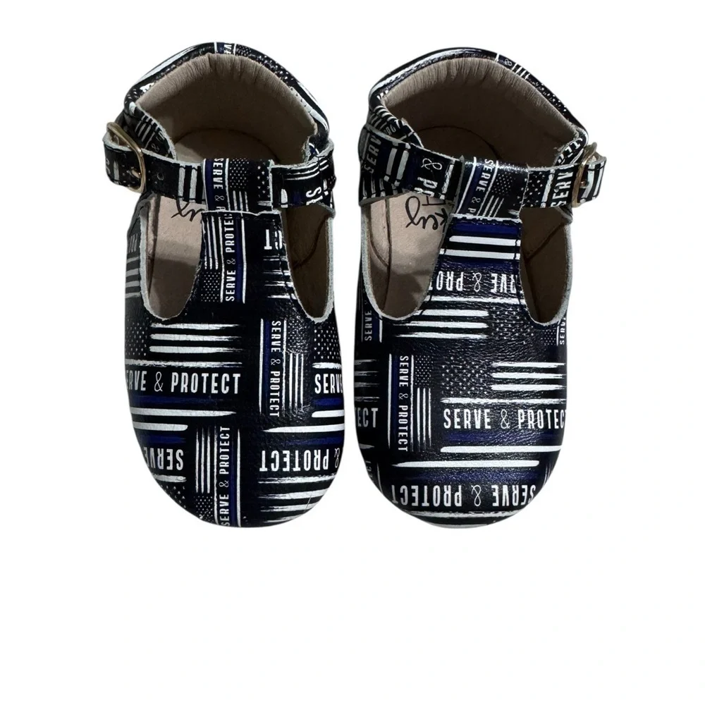 Monkey Feet Navy and White Baby Shoes